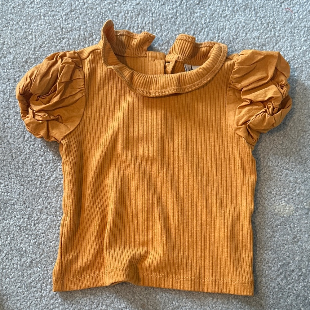 Janie and Jack Golden Ruffle Sleeve Top